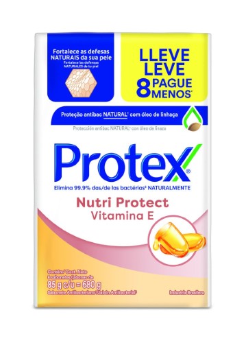 Sabonete em Barra Protex Vitamina E Nutri Protect 8 unidades com 85g cada