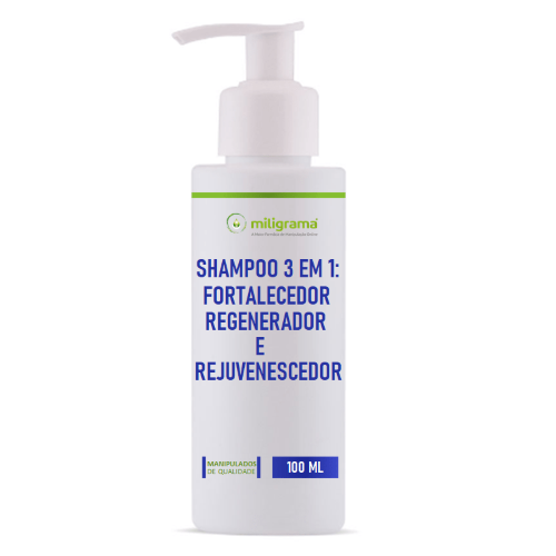 Shampoo 3 em 1: Fortalecedor, Regenerador e Rejuvenescedor 100ml