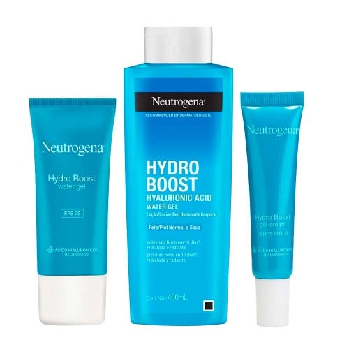 Neutrogena Hydro Boost Kit – Gel Creme para Olhos + Gel Hidratante Facial + Hidratante Corporal