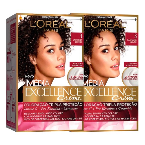 L`oréal Paris Coloração Imédia Excellence 3 Cast. Escuro Kit - 2 Unidades