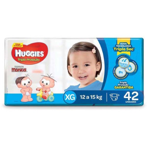 Fralda Huggies Tripla Proteção Tamanho XG Pacote Mega 42 Fraldas Descartáveis