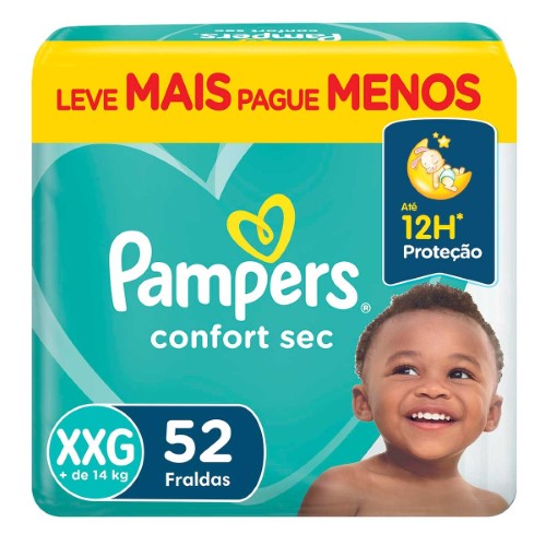 Fralda Pampers Confort Sec XXG 52 Unidades