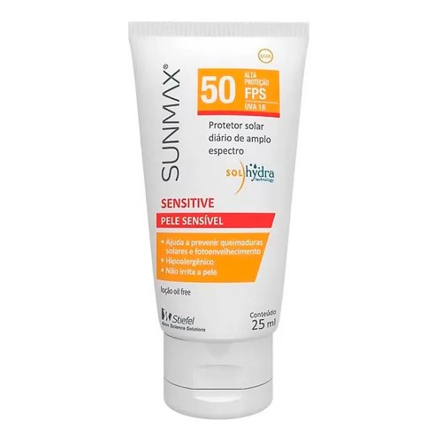 Protetor Solar Sunmax Sensitive FPS 50 Pele Sensível Pocket com 25ml