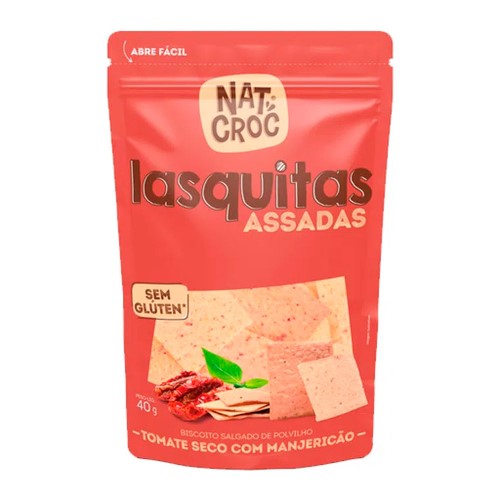 Lasquitas Assadas Nat Croc Tomate Seco com Manjericão Sem Glúten 40g