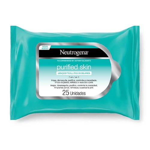 Lenço Demaquilante Micelar Neutrogena Purified Skin 7 em 1 com 25 unidades