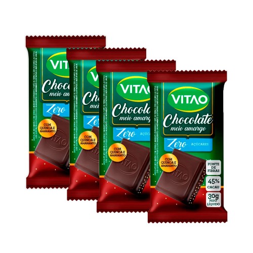 Chocolate Vitao Meio Amargo com Quinoa e Amaranto Zero Açúcar 30g