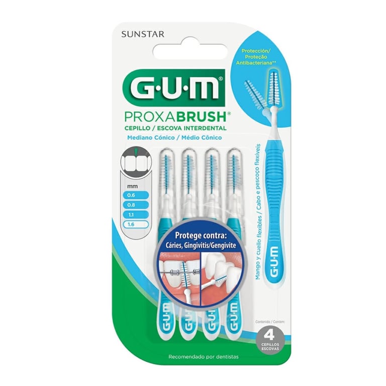 Escova Interdental Gum ProxaBrush 1.6mm Médio Cônico 4 Unidades