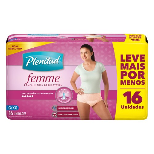 Roupa Íntima Plenitud Femme G/XG 16 unidades