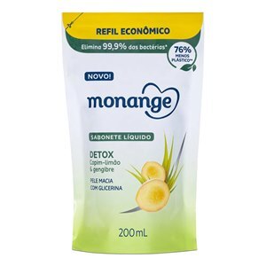 Sabonete Líquido Monange Detox Capim-Limão E Gengibre Refil 200ml