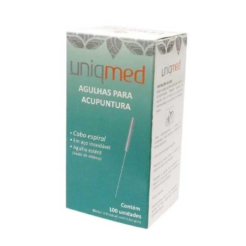 Agulhas para Acupuntura Uniqmed 0,25x30mm 100 Unidades