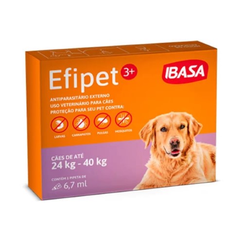 Efipet 3+ - cães de 24kg a 40kg - pipeta 6,7ml