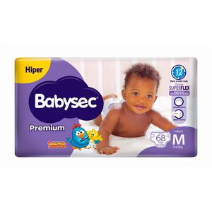 Fralda Infantil Babysec Premium Hiper M com 68 Unidades