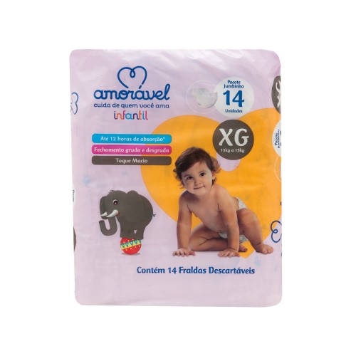 Fralda Amoravel Infantil Tamanho Xg Com 14 Unidades