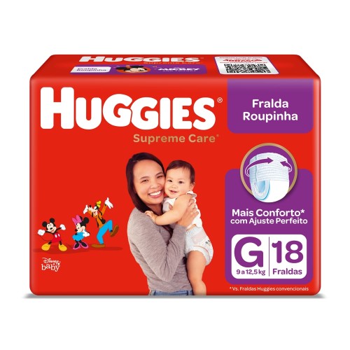 Fralda Huggies Roupinha Fashion Supreme Care G 18 Unidades