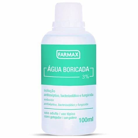 Água Boricada Farmax com 100ml com Gotejador