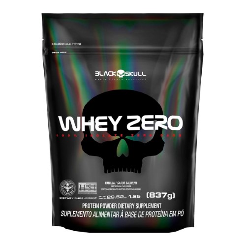 Refil Whey Zero Black Skull Baunilha 837g