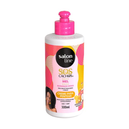 Creme para Pentear Salon Line Line S.O.S Cachos Coco Mel Cachos Intensos Mel e Óleo de Coco 300ml