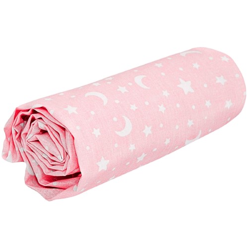 Lençol de baixo para berço em malha Estrelinhas Rosa Bambi - Incomfral