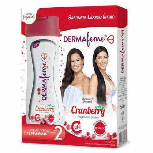 Sabonete Íntimo Dermafeme Cranberry 2 Unidades de 200ml cada Preço Especial