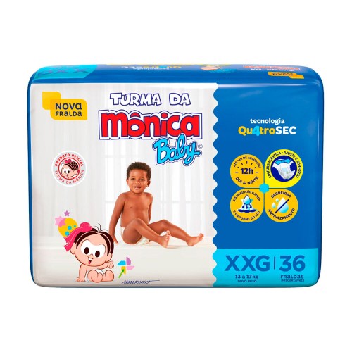 Fralda Turma da Mônica Baby XXG - 36 Unidades