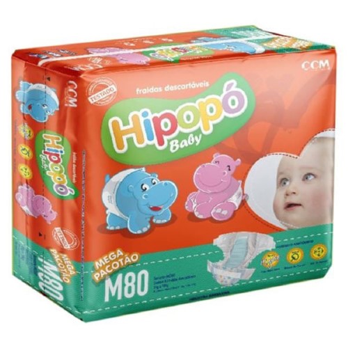 Fralda Hipopo Baby Mega M Com 80Un - Hipopo Baby