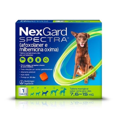 NexGard Spectra Anti Pulgas e Carrapatos para Cães de 7,5 a 15kg 1 Tablete Mastigável