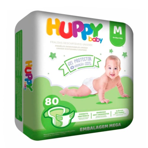 Fralda Descartável Huppy Baby Mega M 80 Unidades