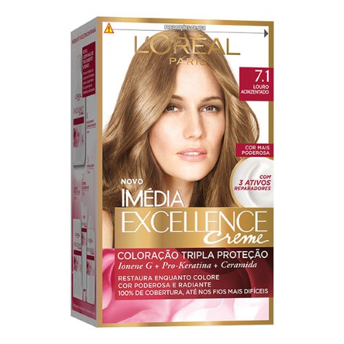 Tintura Permanente Imédia Excellence Creme 7.1 Louro Acinzentado com 1 Unidade