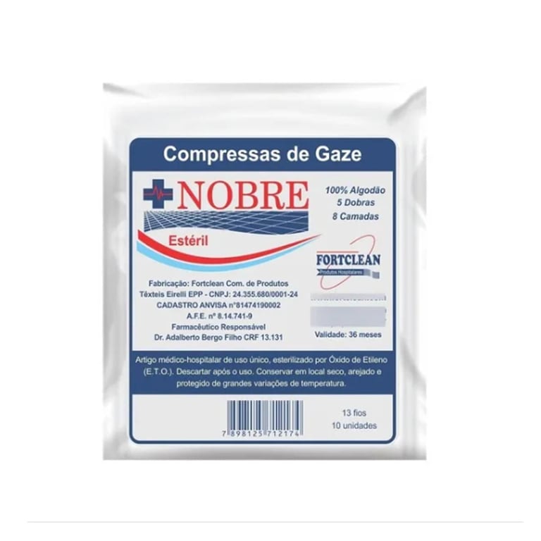 Compressa Gases Nobre 13 Fios 10 unidades