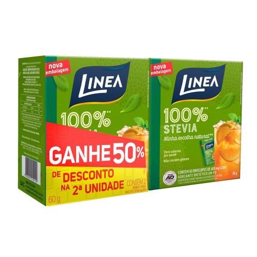 Adoçante Linea Stevia Em Pó 2 Embalagens com 50 Unidades