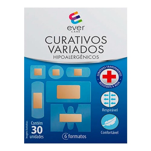 Curativos Transparentes Tamanhos Variados Ever Care 30 Unidades