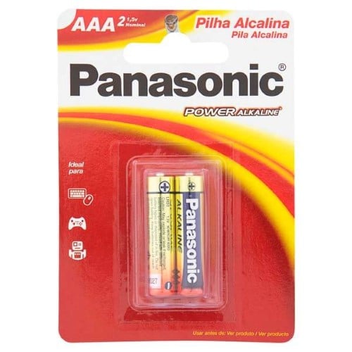 Pilha Panasonic Alcalina AAA Palito 1,5V 2 Unidades