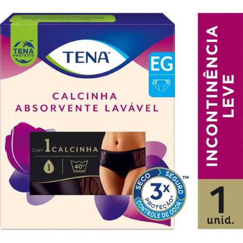 Fralda Calça Geriátrica Feminina Tena Lavável Preta EG 1 unidade