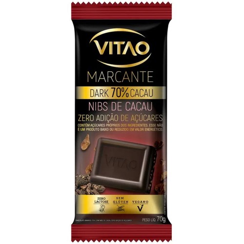 Chocolate Vitao Marcante Dark 70% Cacau Zero Açúcar 70g