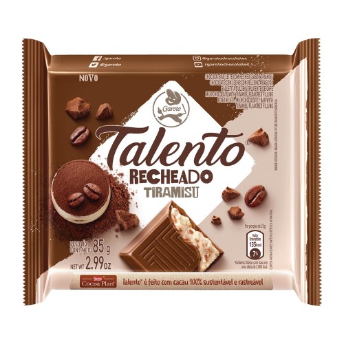 Chocolate Garoto Talento Recheado Tiramisu 85g