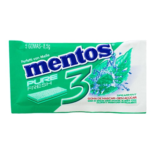 Mentos Pure Fresh Chiclete Sem Açúcar Sabor Spearmint com 5 unidades