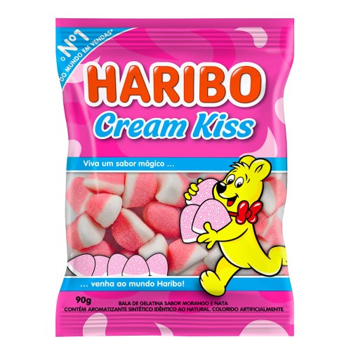 Balas de Gelatina Haribo Cream Kiss Morango 90g