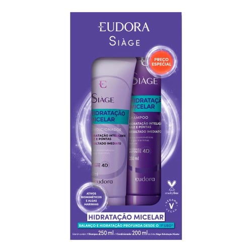 Kit Siàge Hidratação Micelar Shampoo 250ml + Condicionador 200ml