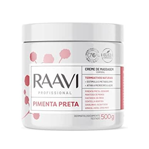 Creme Para Massagem Corporal Raavi Pimenta Preta 500g