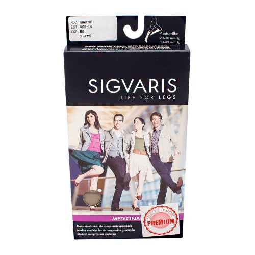 Meia Panturrilha (3/4) Sigvaris Select Comfort Premium 30-40 mmHg G (Tamanho Grande) Normal, Ponteira Aberta, Cor Natural