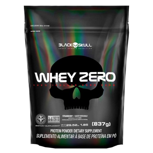 Refil Whey Zero Black Skull Morango 837g