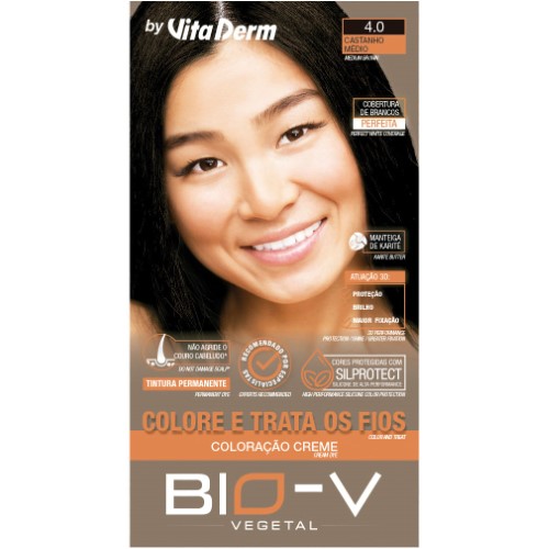 Coloração Creme Bio-V Vita Derm 4.0 Castanho Médio