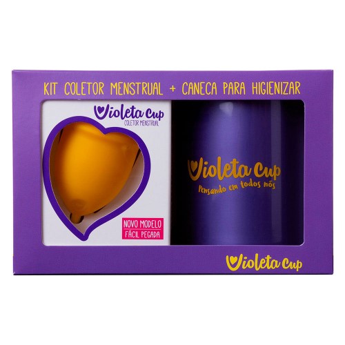 Violeta Cup Coletor Menstrual Kit – Coletor Menstrual Tipo B Amarelo + Caneca