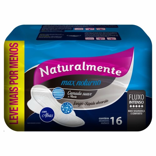 Absorvente Naturalmente Max Noturno com Abas 16un Leve+por-