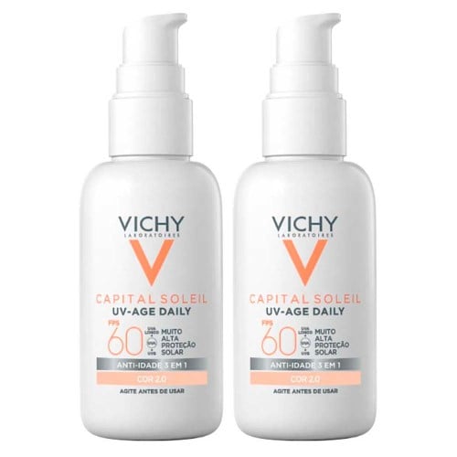 Vichy UV-Age Daily Kit com 2 Unidades – Protetor Solar Facial com Cor FPS60 – 2.0