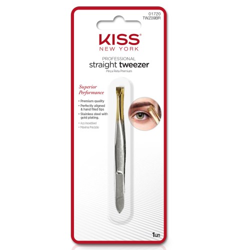 Pinça Ponta Reta Dourada Kiss NY - Straight Tweezer