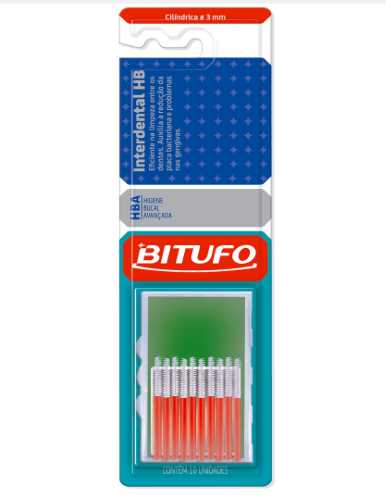 Escova Dental Bitufo Interdental HB Cilíndrica 3mm com 10 Unidades