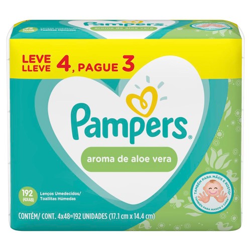 Lenço Pampers Aloe Vera 192 unidades