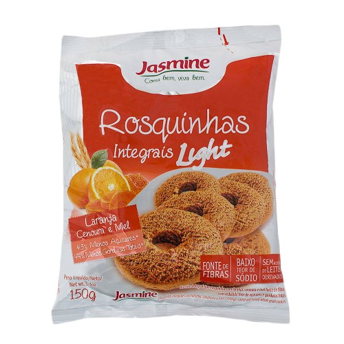 Rosquinhas Integrais Jasmine Light Laranja, Cenoura e Mel com 150g