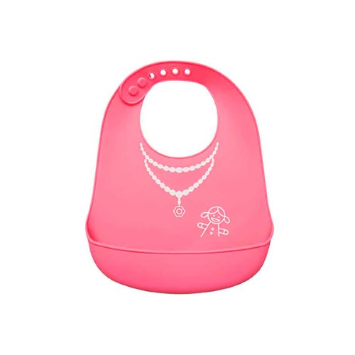 Babador de Silicone com Pega Migalhas Buba Baby Rosa com 1 unidade